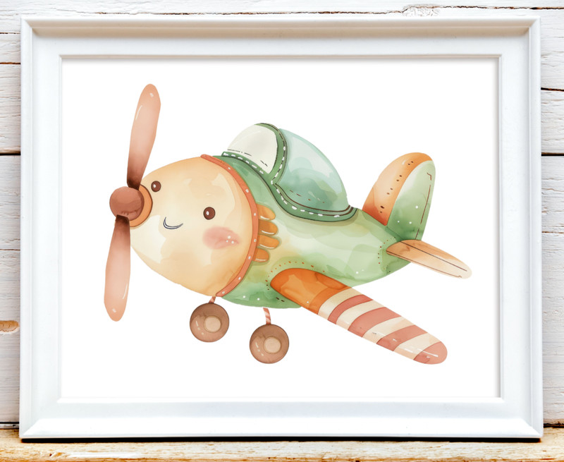 Nursery Art Print, Cute Plane Nursery Wall Art Print, Kids Room Wall Print #79
