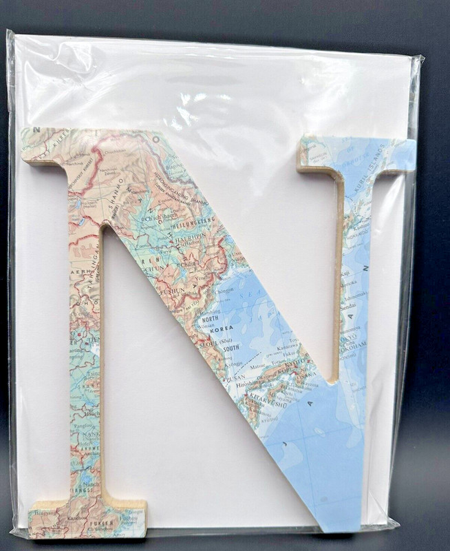 World Map Decorative Letter “N” NORTH/SOUTH KOREA 8.5″ x 8″ Around the World