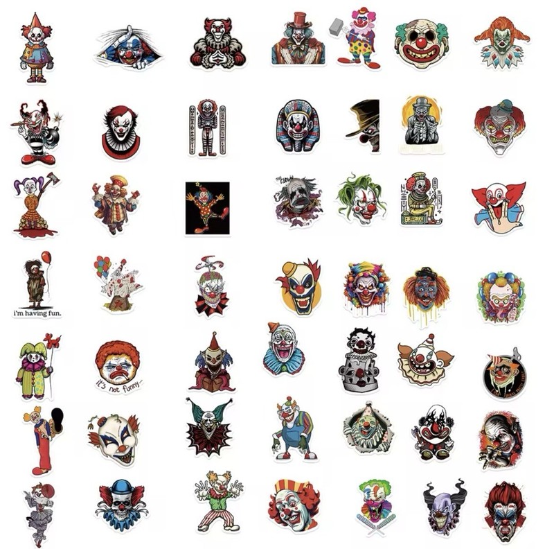 Clown Scary Style Stickers 50pk Mixed Matte Clown Horror Stickers FREE SHIPPING gallery