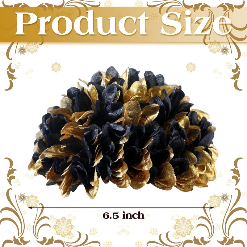 3 PCS 6.5" Black and Gold Homecoming Mum Flowers Artificial Silk Supplies gallery