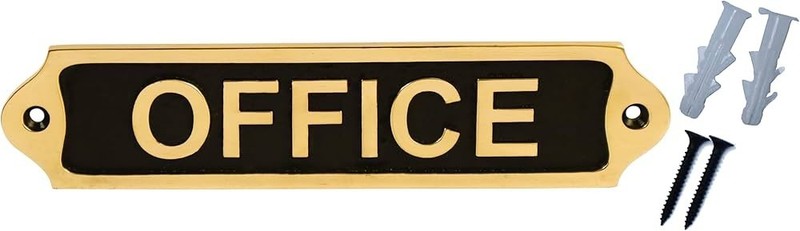 Office -No Soliciting Sign – Solid Brass Door Plaque, Black Finish gallery