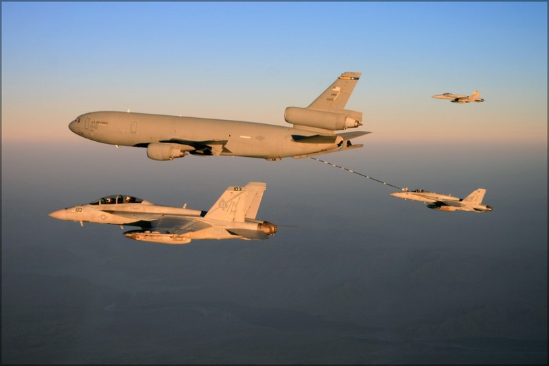 Poster, Many Sizes; Fa-18 Strike Fighters, (Vfa) 41 Vfa-97 Refuel From Kc-10 Ext