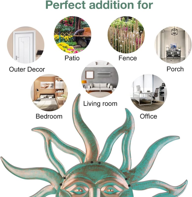 Metal Wall Art Sun Large Wall Decoration Hanging Patio Garden for Indoor Outdoor gallery