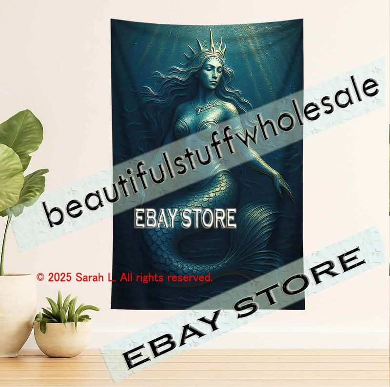 Mermaid Tapestry Ocean Wall Art fantasy bedroom shop 39X59 in