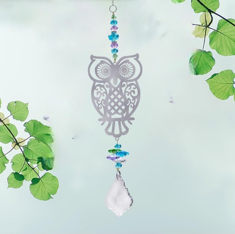 Owl Silver & Crystal Suncatcher for window or Car GREAT GIFT for Mother, Sister gallery