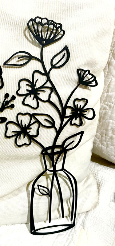 Metal Wall Art Flowers in Vases Set of 3 Black 13 in x 7 in includes screws gallery