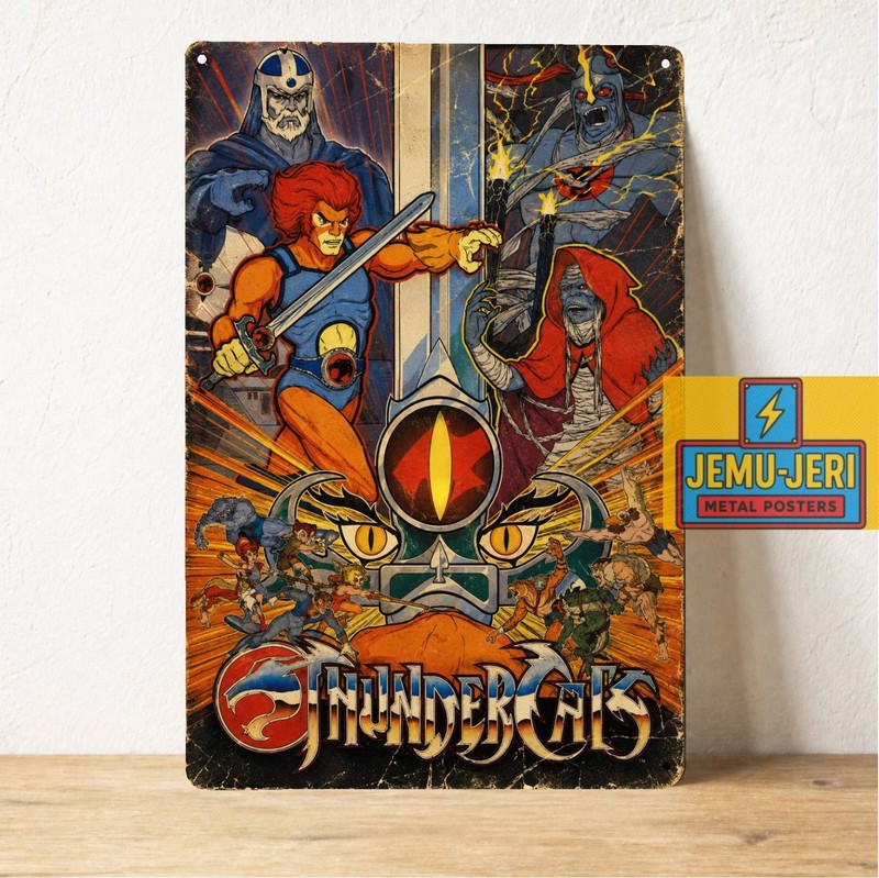 Thundercats Bauhaus Art Metal Poster Tin Sign Retro 80s Cartoon Wall Decor