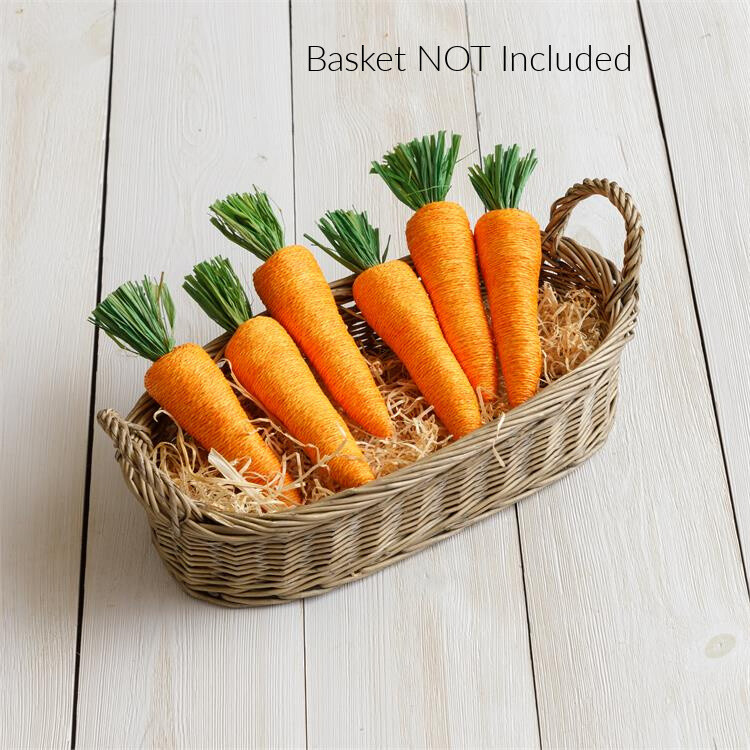 New Farmhouse Country SET 6 SISAL CARROTS Easter Tiered Tray Filler 8″ Carrot