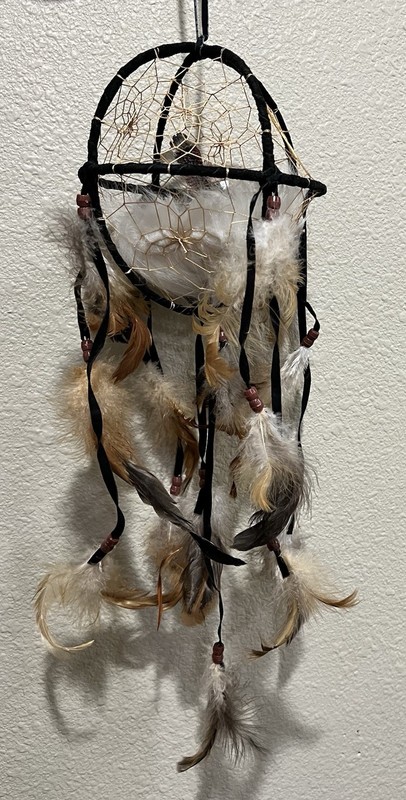 Traditional Western Dreamcatcher Round Ball With Eagle Figurine Hand Crafted gallery