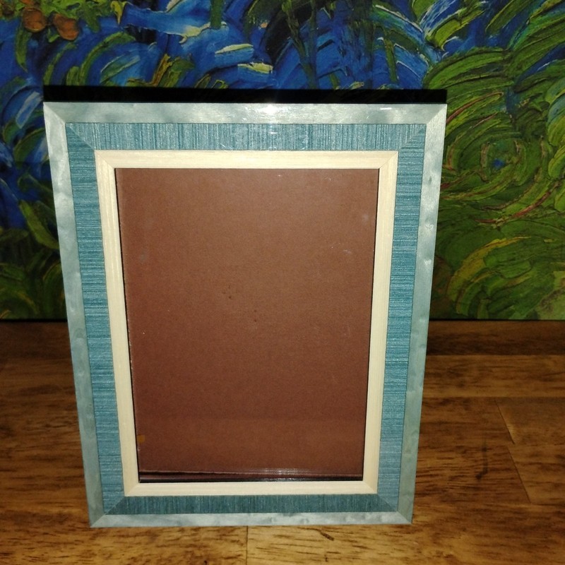 Natalini Marquetry Wood Photo Frame Blue Green Ivory 5×7 Photo Handmade Italy