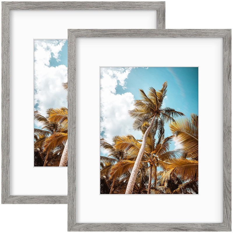 2 Pack 16×20 Gray Picture Frame for 11×14 Photo Glass Wall Mount Gallery Display