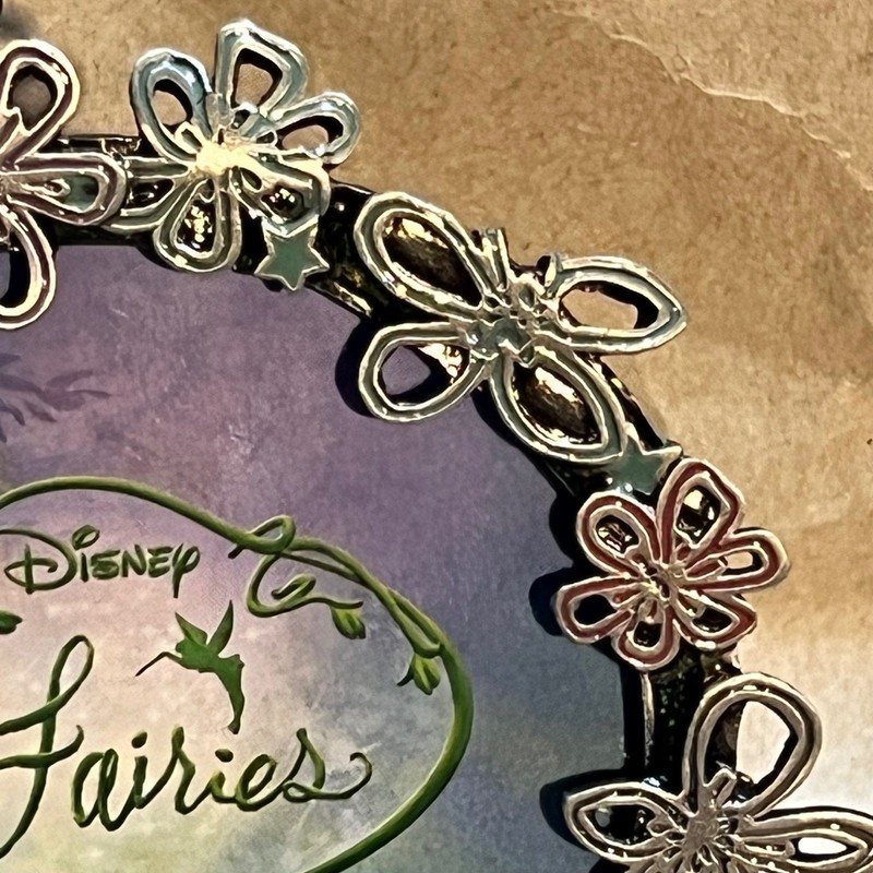 Disney 3.5x3.5 Picture Frame Silver Tinker Bell Fairies Floral Pewter Tone Artco gallery