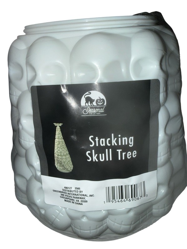 Stacking Skull Tree “Bone White” Plastic Gothic Decor Set Nesting Skulls New NWT gallery
