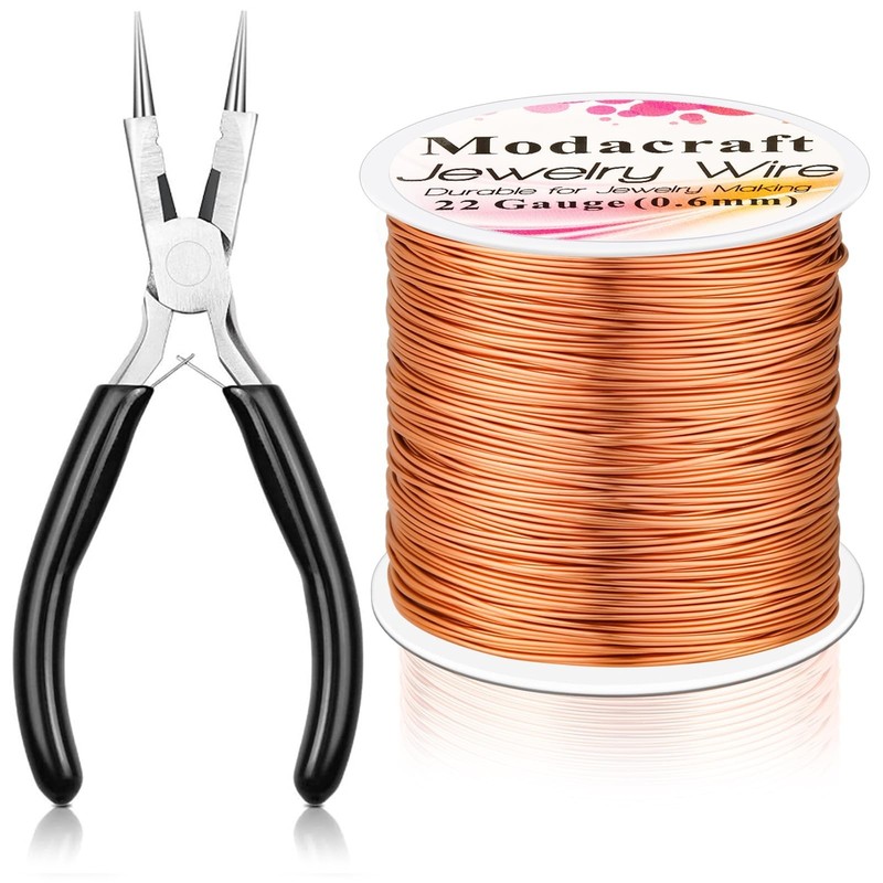 Modacraft 22 Gauge Copper Wire for Jewelry Making with 4 in 1 Plier, 164Ft/0….