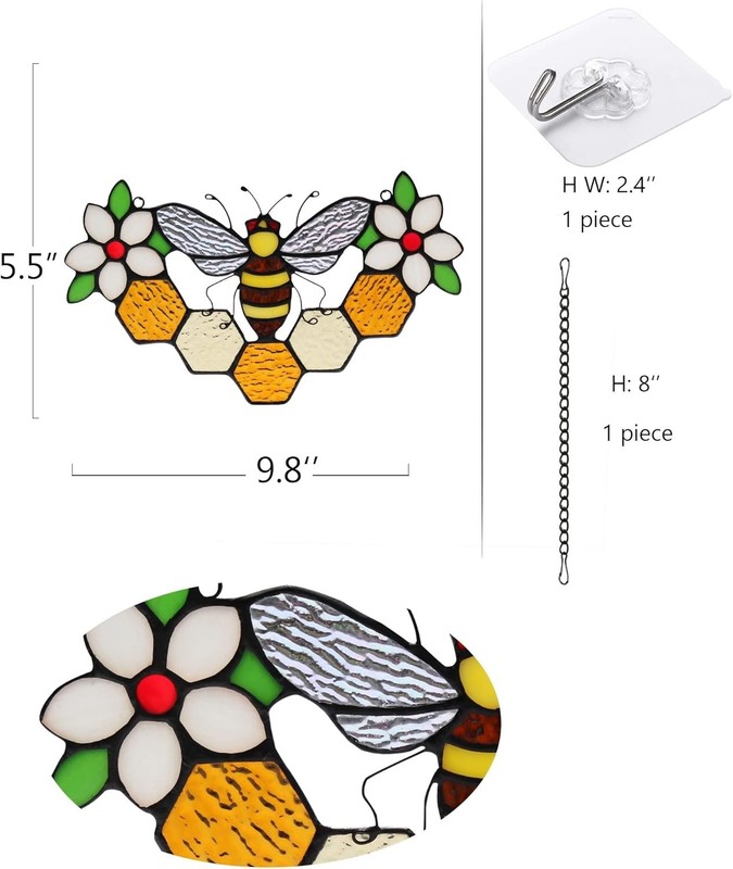 Handcrafted Bee and Flower Suncatcher for All Occasions and Celebrations gallery