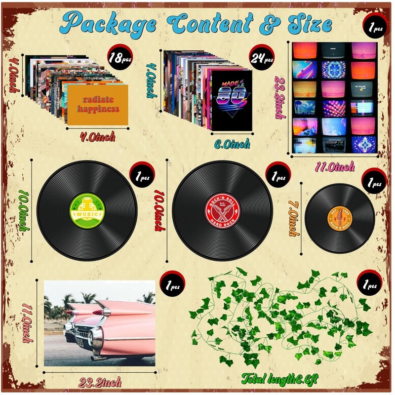 Aesthetic Room Decor Kit with Retro Records & Vines