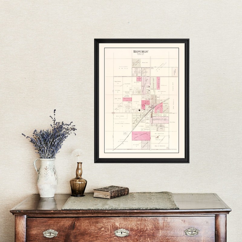 Old Map of Republic, MO 1904 - Vintage Republic Missouri Art gallery