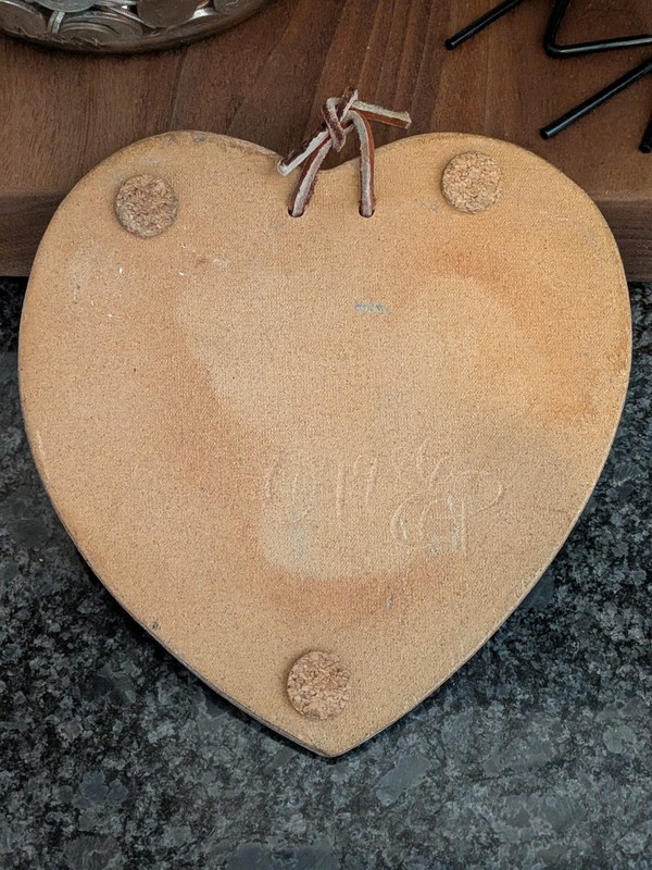 Vtg 1986 Clay City Pottery "I Heart Texas" Salt Glaze Wall Tile Trivet Love Texa gallery