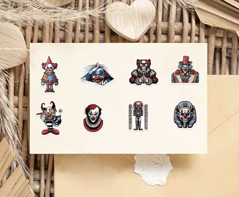 Clown Scary Style Stickers 50pk Mixed Matte Clown Horror Stickers FREE SHIPPING gallery