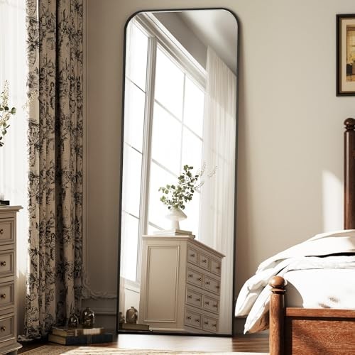 Full Length Mirror 65"x24" Arched Floor Standing Large 65"L x 24"W Black gallery
