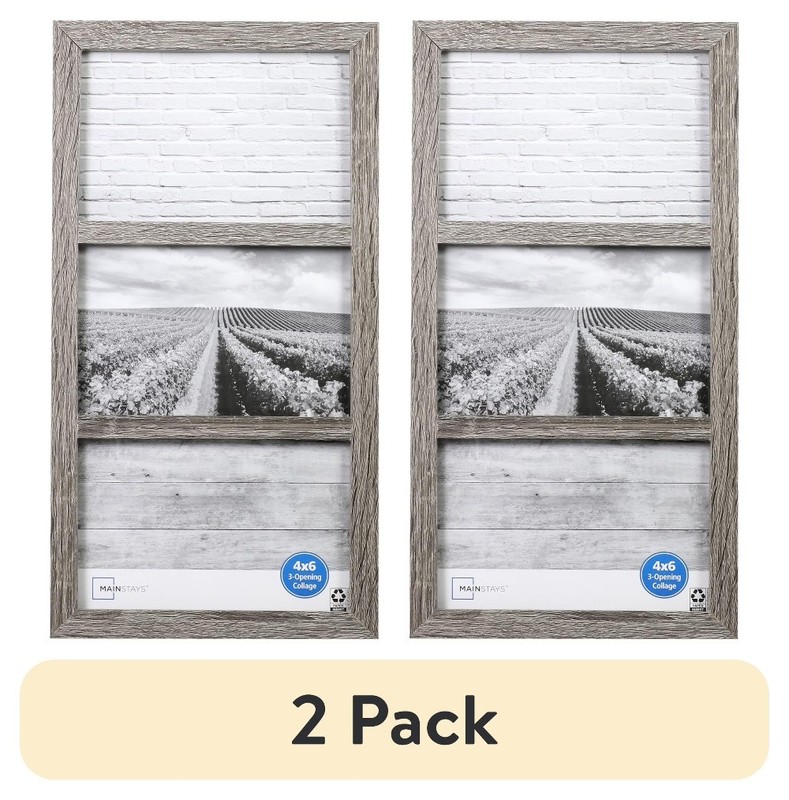 (2 pack) 4×6 Picture Frame – Rustic Gray Gallery 3 Photo Linear Program Wall