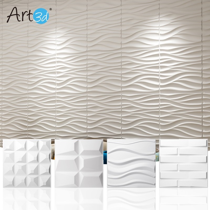 Art3d Decorative 3D PVC Wall Panel for Interior Décor, 12-Pack 19.7 x 19.7 in