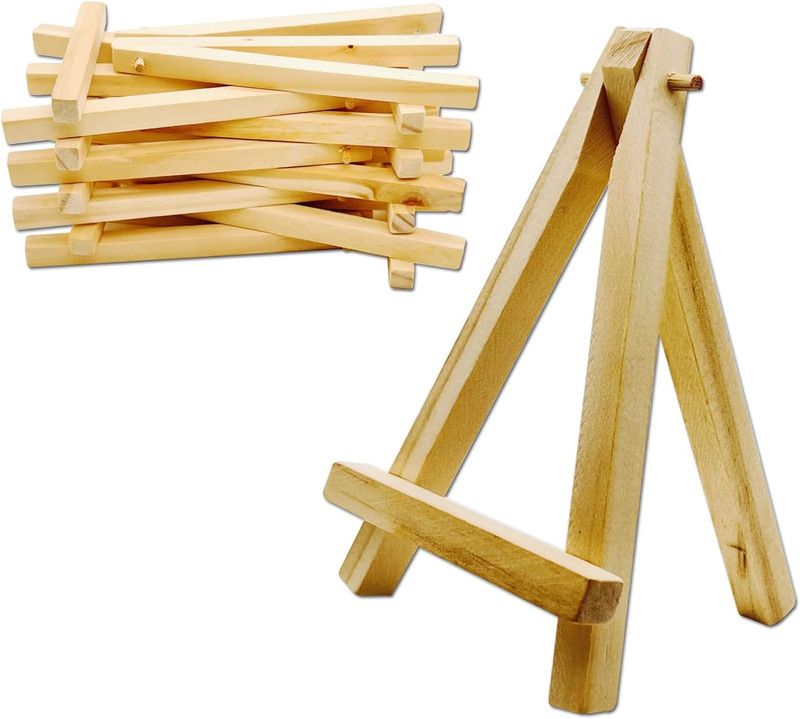 10 Pcs 5 Inch Mini Wood Display Easel for Displaying Small Canvases, Photos