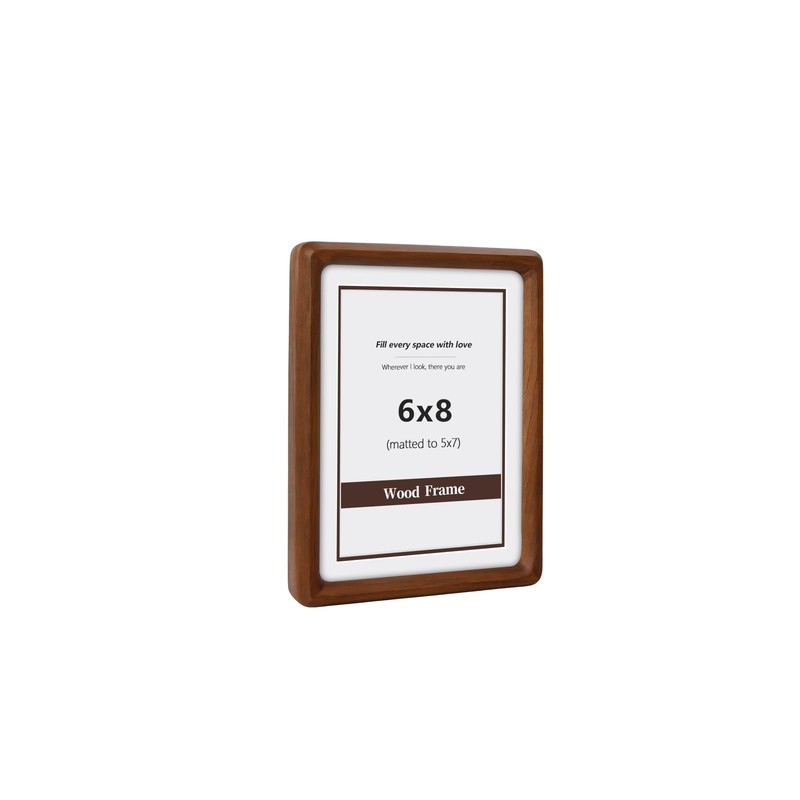 6×8 Wood Picture Frame, Solid Natural Walnut Photo Frame with Tempered Glass,…