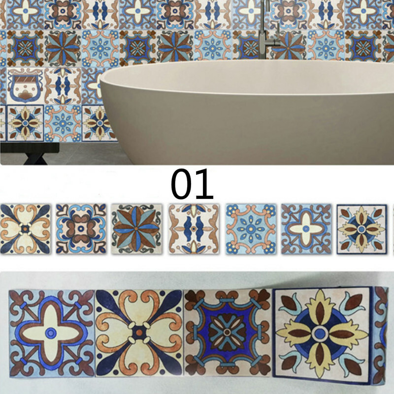 5M Self Adhesive Waterproof Bathroom Tile Stickers Floral Floor Wallpapers Decor