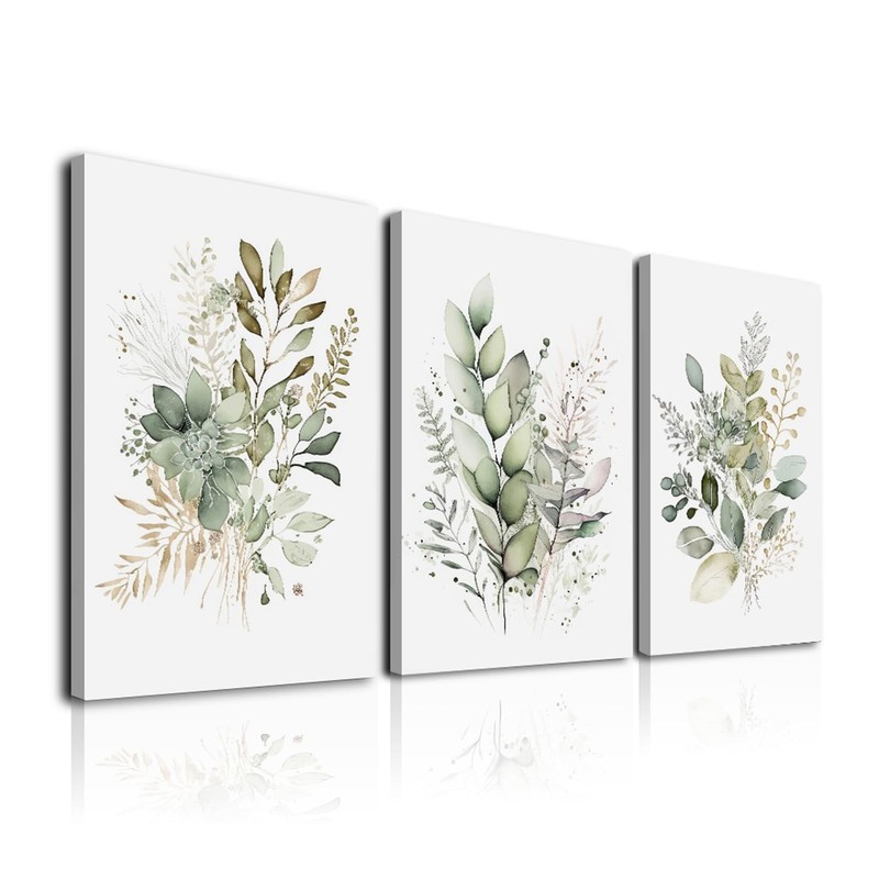 Framed Bathroom Wall Art Set of 3 for Rustic Botanical Prints,Watercolor Bota…