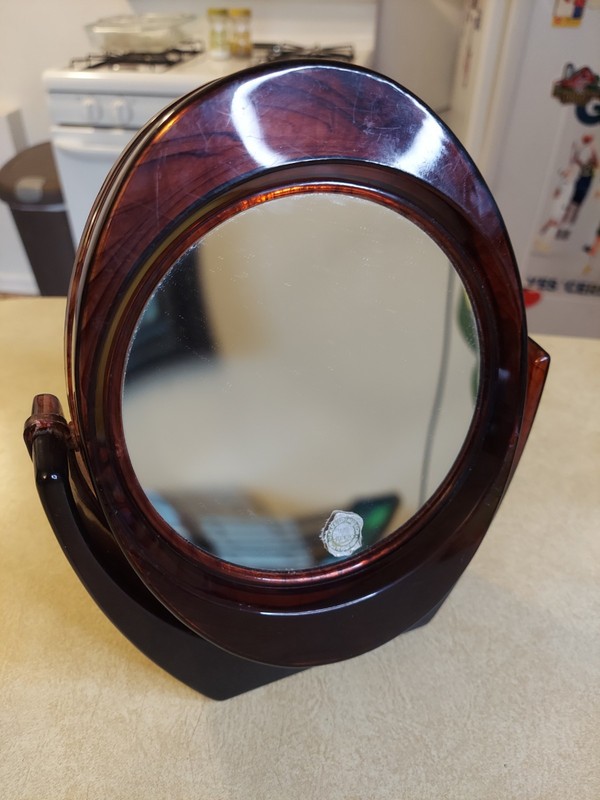 Vintage Double Sided Brown Tortoise Shell Swivel Magnifying Make-Up Mirror