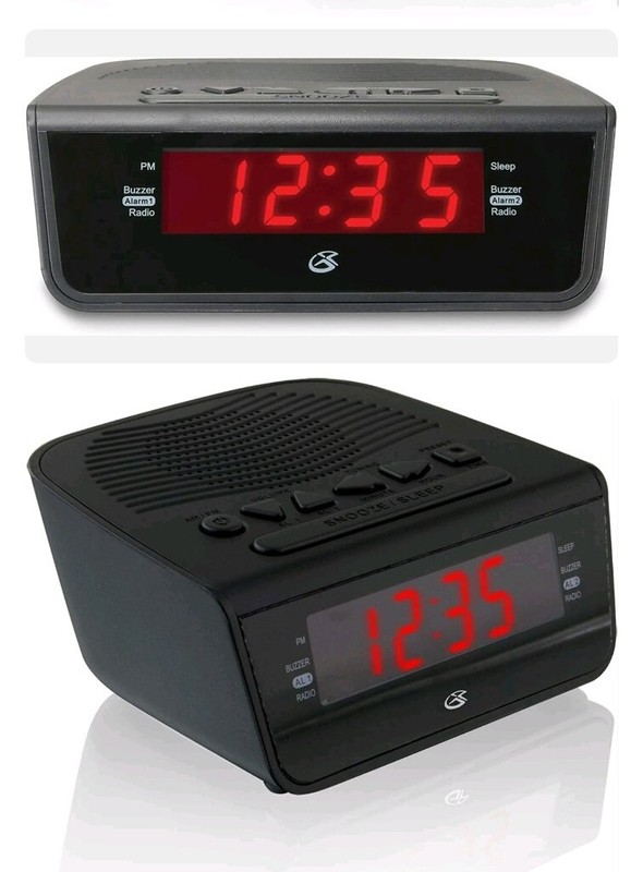 C224B GPX Dual Alarm Clock AM/FM Radio Red LED Display AC/DC BUILT-IN SPEAKER