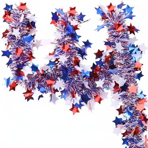 52.5Ft 4th of July Garland Decorations, Patriotic Red Red & Blue-patriotic
