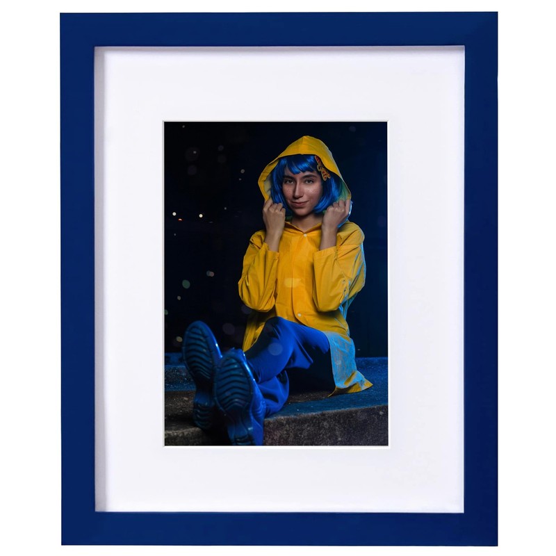 8x10 Picture Frame Display Blue Engineered Wood Acrylic - Colorful Home Decor