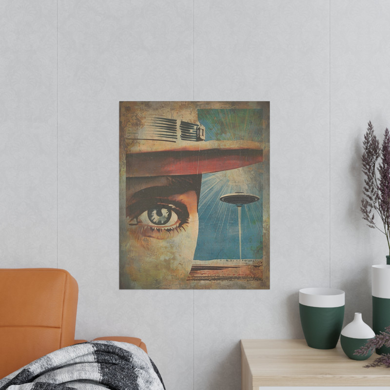 UFO ALIEN COWBOY Wall Art, Sci-fi Western Desert UAP Poster, Old West Duel Decor gallery