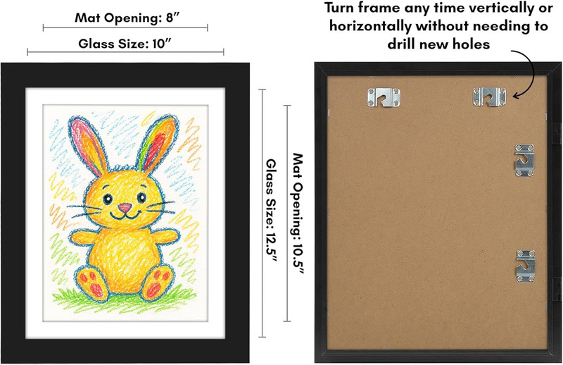 Kids Artwork Frame Changeable (Black) - Magnetic Door Holds 100 Art Pieces - 8.5 gallery