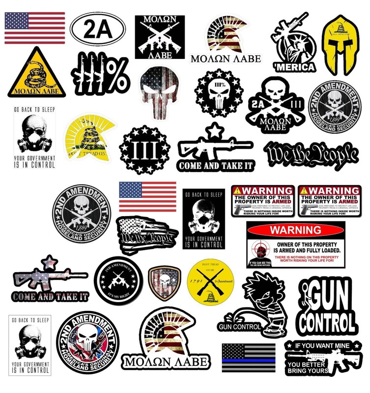 25 Random 2nd Amendment Vinyl Decal Stickers Lot Pack Molon Labe (25Ran2nd)