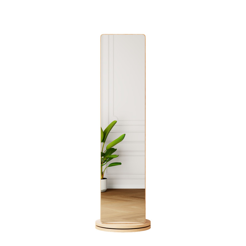 360° Rotating Full Length Mirror Solid Wood Coat Rack Storage Hook Stand Space gallery