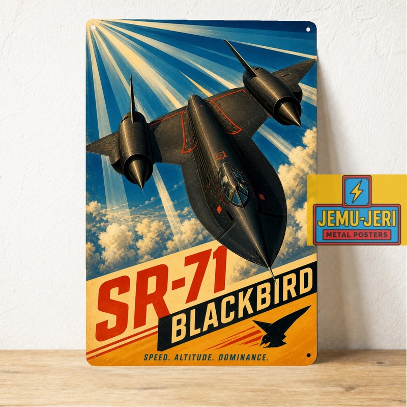 SR-71 Blackbird Spy Plane Metal Poster 20x30cm Vintage Aircraft Wall Art Sign