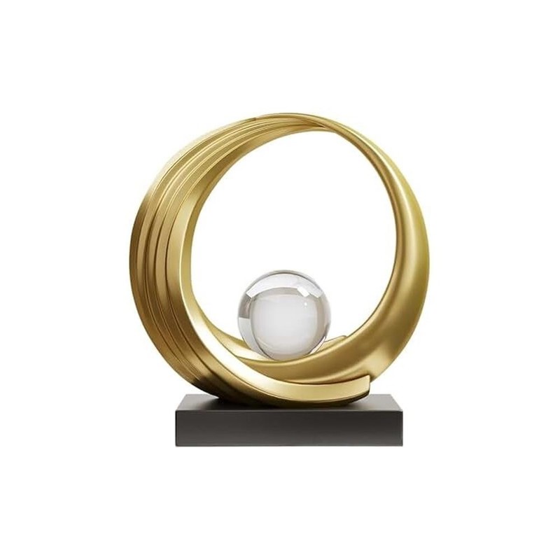 House of Avana Gold Resin Circle Sculpture Elegant Home Decor gallery