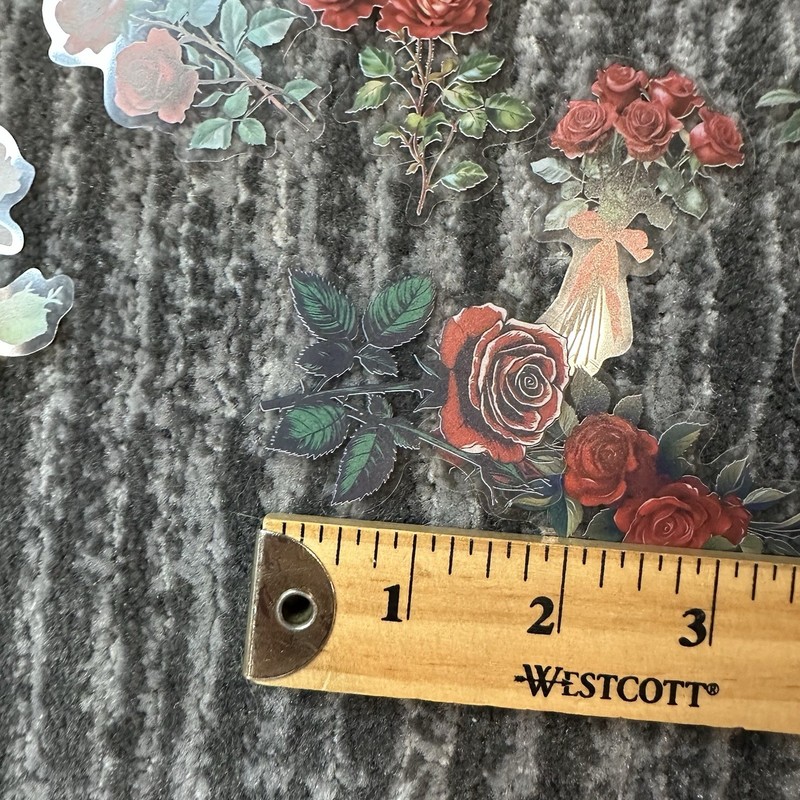 Rose Stickers 50 Flower Transparent Junk Journal Scrapbook Decals Retro New gallery