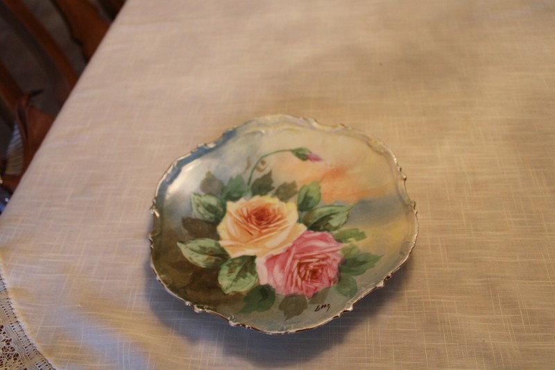 Limoges France LDG & Co Flambeau Porcelain China Handpainted Pink Floral Platter gallery