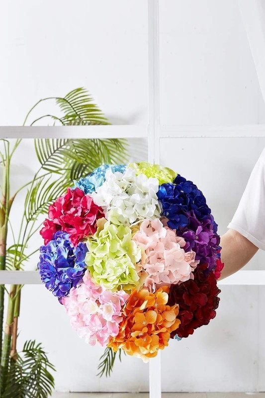 Elegant 10 Count Dusty Rose Silk Hydrangea Heads for Parties and Floral Bouquets gallery