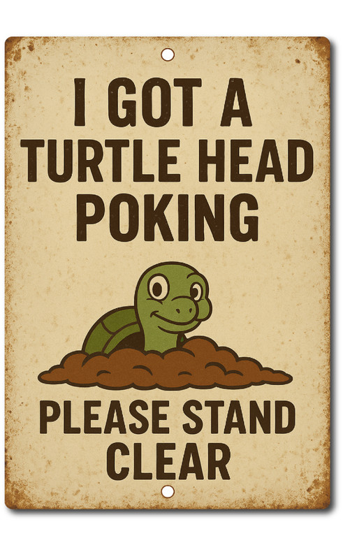 Funny Bathroom Tin Sign Turtle Head Poking Rustic 8×12 Aluminum Wall Decor