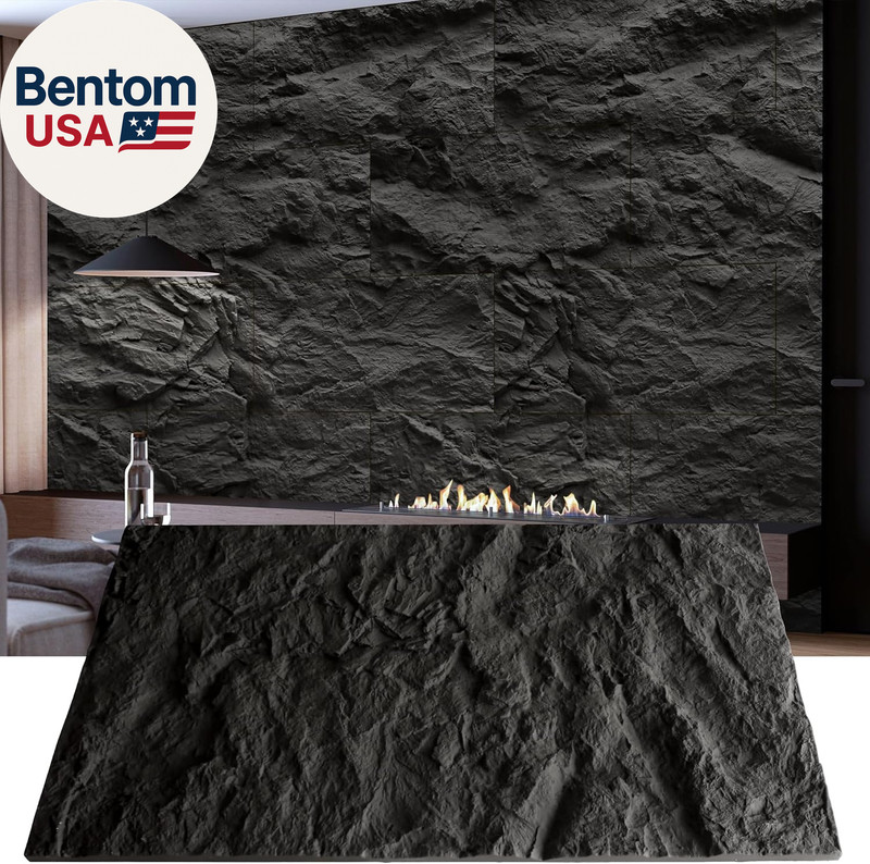 3D Faux Stone Wall Panels, 4 PCS PU Wainscoting Panel for Interior Wall Decor, C gallery