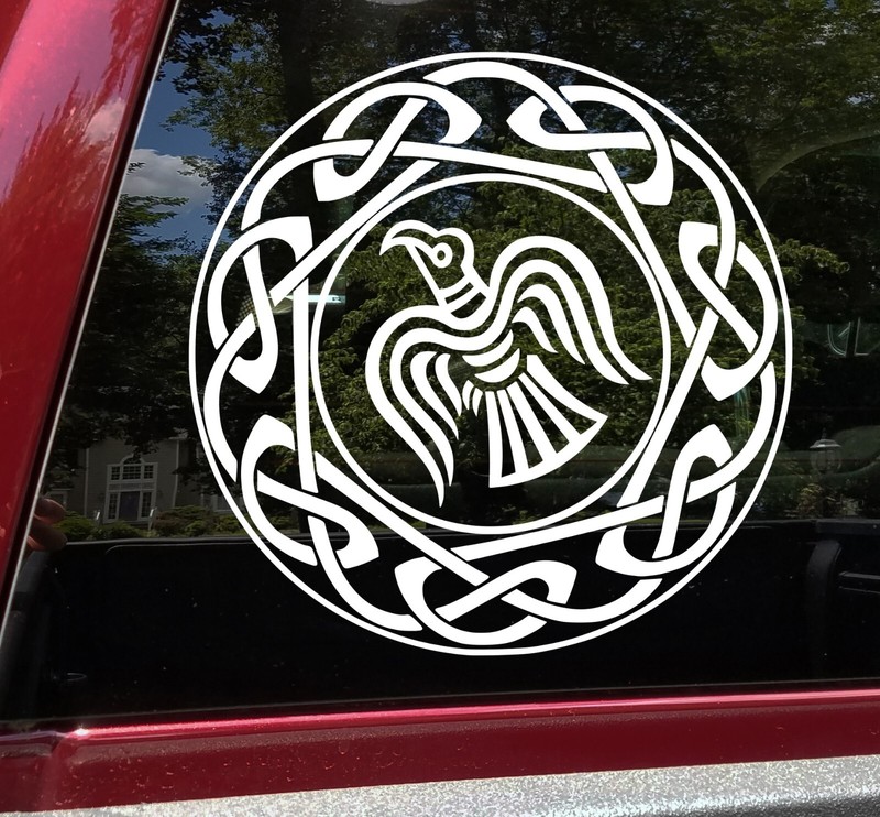 Celtic Knot Circle with Viking Raven Vinyl Decal | Norse Knotwork | Sticker gallery