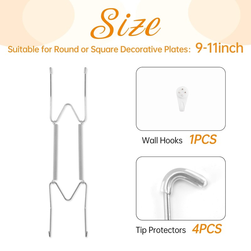 Plate Hangers for The Wall 9-11 Inch Stainless Steel Wire Holder Silver gallery