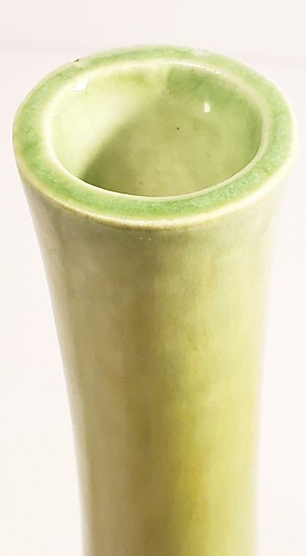 Vintage Studio Pottery Vase Drip Glaze Green Yellow MCM Bottle Vase Palm Springs gallery