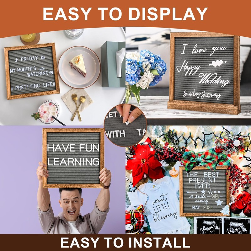 10x10 Inch Double Sided Chalkboard Sign Stand 12 Markers 340 Letters Brown gallery