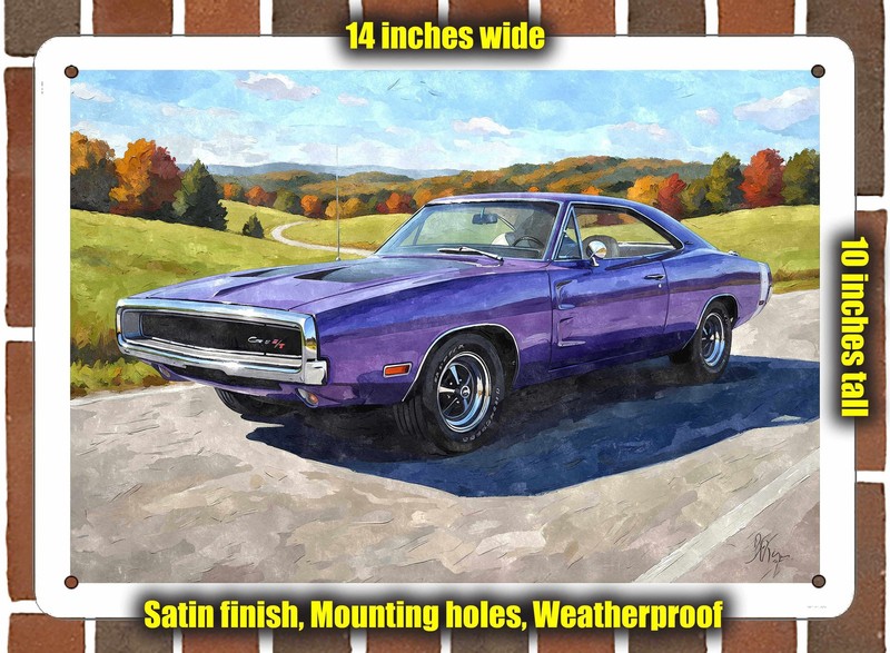 Metal Sign - 1970 Dodge Charger R/T 4 Watercolor - 14x10